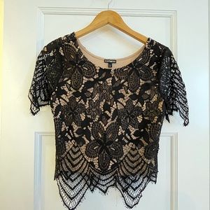 Express Black Lace Top